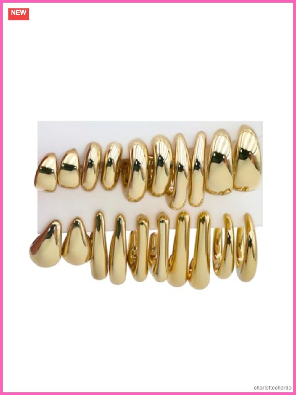 10 Pairs Hypoallergenic Chunky Gold Plated Hoop & Dangle Earrings Set
